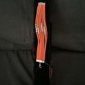 Orange leather bracelet